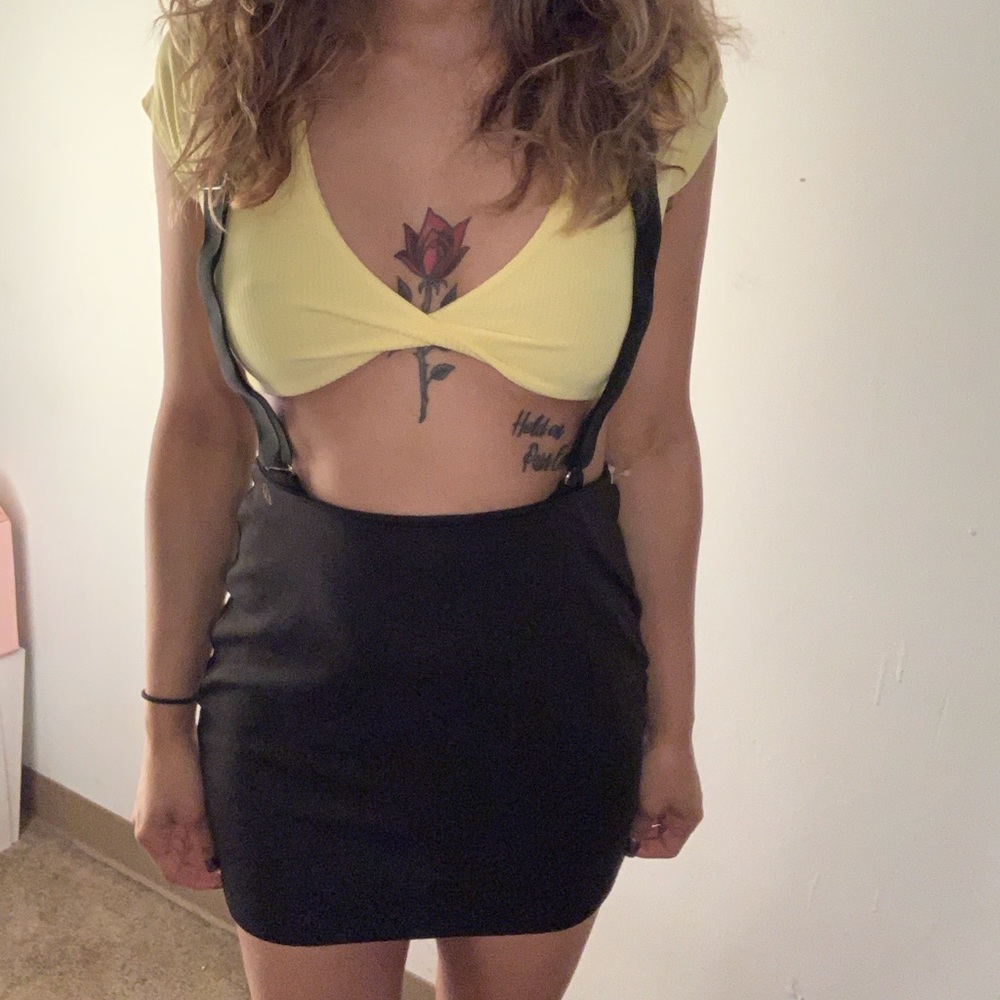 Black skirt with suspenders!